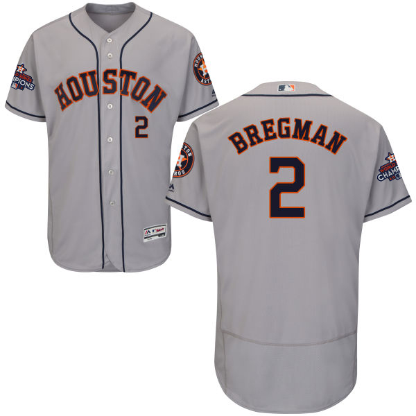 Astros #2 Alex Bregman Grey Flexbase Authentic Collection World Series Champions Stitched MLB Jersey - Click Image to Close